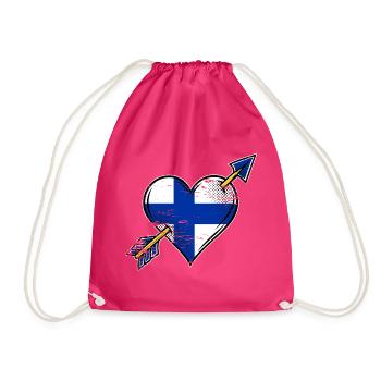 Finnische Herzflagge mit Pfeilen used look - Turnbeutel - Fuchsia - Vorne
