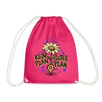 Kein Plan, Gut Plan – Blumen Doodle - Turnbeutel - Fuchsia - Vorne