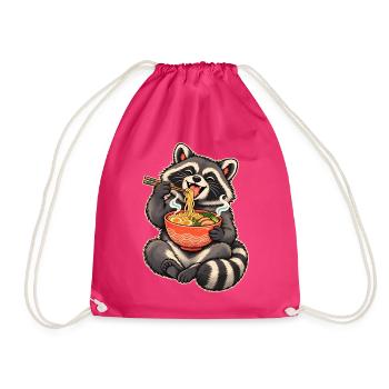Süßer Waschbär mit Ramen und Essstäbchen - Turnbeutel - Fuchsia - Vorne