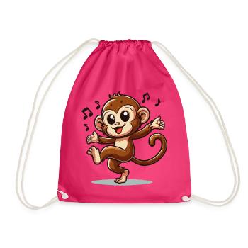 Tanzender Affe mit Musiknoten - Turnbeutel - Fuchsia - Vorne