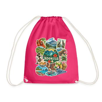 Indonesien Reisesticker - Turnbeutel - Fuchsia - Vorne