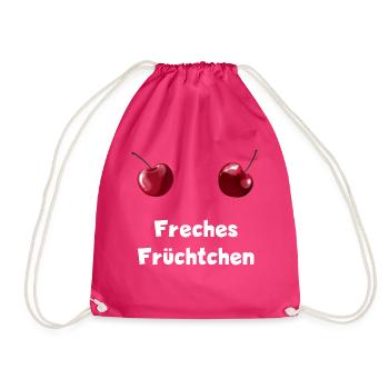 Freches Früchtchen - Zwei Kirschen Busen - Turnbeutel - Fuchsia - Vorne