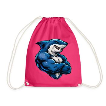 Hai Comic Muskeln - Turnbeutel - Fuchsia - Vorne