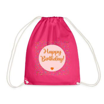 Herzlichen Glückwunsch zum Geburtstag, Herz - Turnbeutel - Fuchsia - Vorne