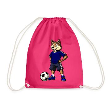 Fussball Wolf Blau - Turnbeutel - Fuchsia - Vorne