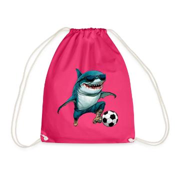 Fussball Hai Fisch - Turnbeutel - Fuchsia - Vorne