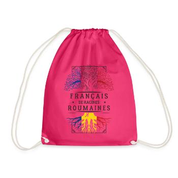 French Romanian Roots T-Shirt Hu Geschenk - Turnbeutel - Fuchsia - Vorne