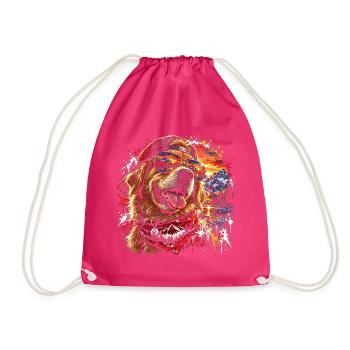 Cooler Golden Retriever mit Sonnenbrille - Turnbeutel - Fuchsia - Vorne