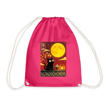 Schwarze Katze unter Vollmond - Turnbeutel - Fuchsia - Vorne