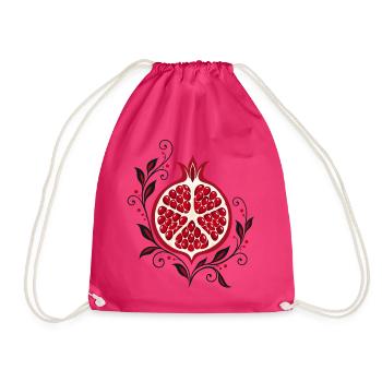 Granatapfel mit Blumen - Botanische Kunst - Turnbeutel - Fuchsia - Vorne