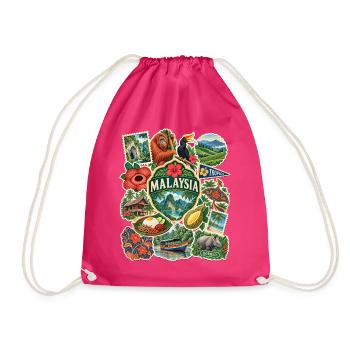 Malaysia Reisesticker - Turnbeutel - Fuchsia - Vorne