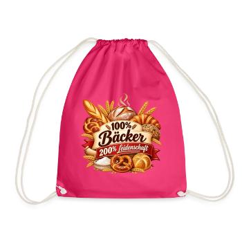 100% Bäcker – Leidenschaft pur - Turnbeutel - Fuchsia - Vorne