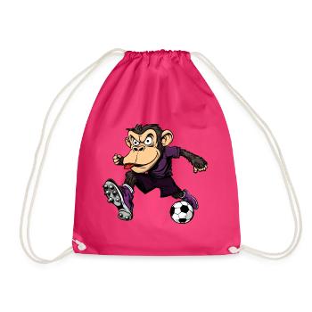 Affen Fussball / Fussballer Affe - Turnbeutel - Fuchsia - Vorne