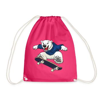 Eisbär Skater - Turnbeutel - Fuchsia - Vorne