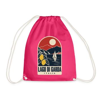 Lago di Garda Vintage-Reiseplakat Gardasee - Turnbeutel - Fuchsia - Vorne