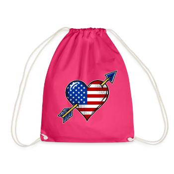 USA Flagge Herz mit Pfeil - Turnbeutel - Fuchsia - Vorne