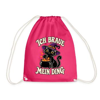 Ich braue mein Ding Katze - Turnbeutel - Fuchsia - Vorne