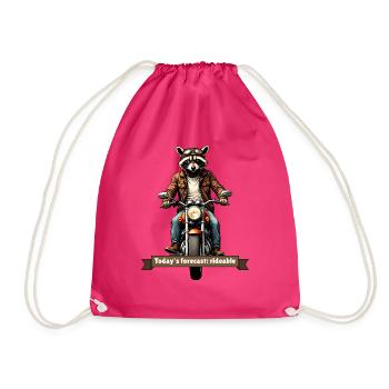 Today's Forecast: Rideable – Biker-Waschbär - Turnbeutel - Fuchsia - Vorne