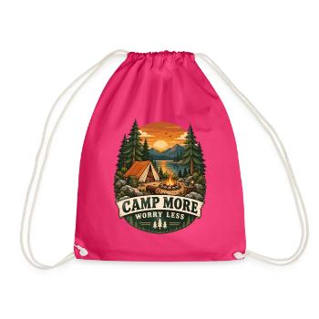 Camp More Worry Less Camping Szene - Turnbeutel - Fuchsia - Vorne