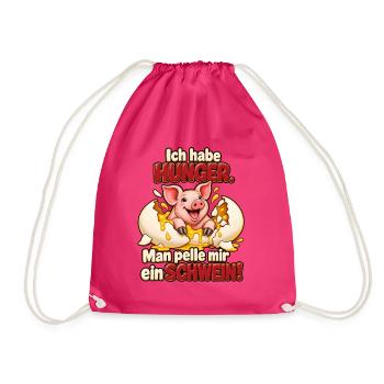 Ich habe Hunger – Man pelle mir ein Schwein! - Turnbeutel - Fuchsia - Vorne
