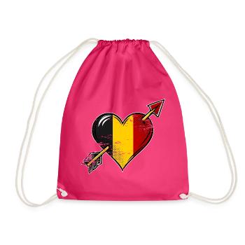 Belgien Flagge Herz mit Pfeil used look - Turnbeutel - Fuchsia - Vorne