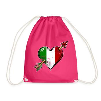 Italien Flagge Herz mit Pfeil used look - Turnbeutel - Fuchsia - Vorne