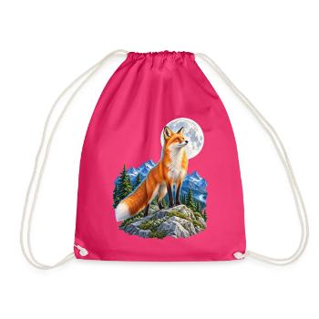 Wolf heult vor dem Mond Mondlicht Wolf wilde Tiere - Turnbeutel - Fuchsia - Vorne