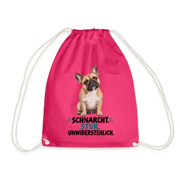  Französische Bulldogge Schnarcht Stur - Turnbeutel - Fuchsia - Vorne