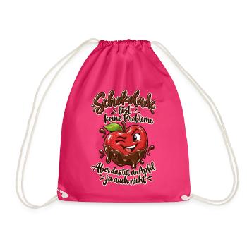 Schokolade löst keine Probleme – Lustiger Spruch - Turnbeutel - Fuchsia - Vorne