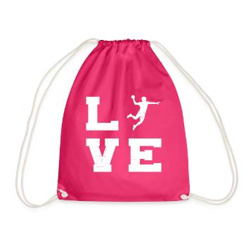 Geschenkidee für den Handballspieler mit Ballsport - Turnbeutel - Fuchsia - Vorne