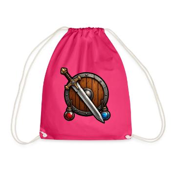 Schwert Schild Tränke Gamer Fantasy Comic T-Shirt - Turnbeutel - Fuchsia - Vorne