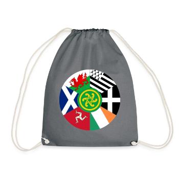 Celtic Nations Flags, Pan Celtic, Wales, Scotland - Drawstring Bag - grey - Front