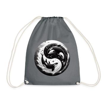 Yin and Yang Orca - Drawstring Bag - grey - Front
