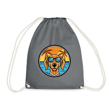 Jugoslawischer Windhund Hunderasse Cartoon Sonnenbrille Strand - Turnbeutel - Grau - Vorne