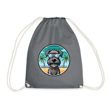 Chien d’arrêt allemand à poil dur race dessin animé plage - Sac de sport léger - gris - Devant