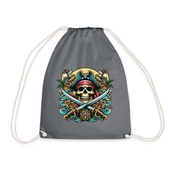 Pirate Logo - Drawstring Bag - grey - Front