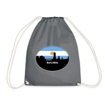 Rosario Argentinien Flagge Skyline Silhouette Reisen - Turnbeutel - Grau - Vorne