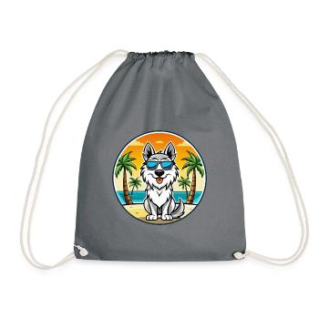 Carpathian Shepherd Dog Breed Cartoon Sunglasses - Drawstring Bag - grey - Front