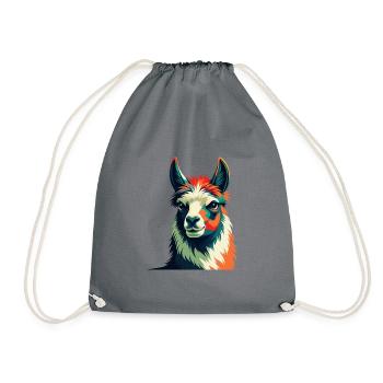 Lama Zeichentrickfigur Buntes Haustier Tier - Turnbeutel - Grau - Vorne