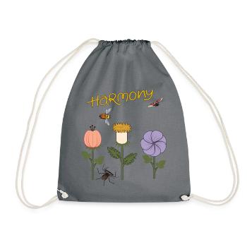 Harmony Flowers - Drawstring Bag - grey - Front