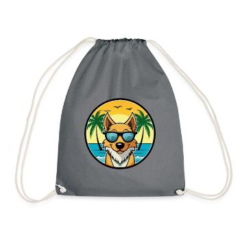 Dänisch Schwedische Bauernhund Rasse Cartoon Sonnenbrille - Turnbeutel - Grau - Vorne