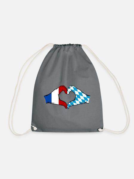 Frankreich Bayern Flagge Hände Herzform - Turnbeutel - Grau