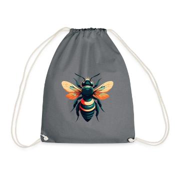 Biene Cartoon Figur Buntes Haustier Tier - Turnbeutel - Grau - Vorne