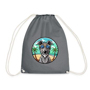 Scottish Deerhound Dog Breed Cartoon Sunglasses - Drawstring Bag - grey - Front