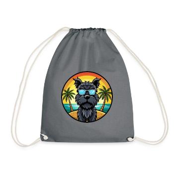 Schwarze russische Terrier Hunderasse Cartoon Sonnenbrille - Turnbeutel - Grau - Vorne