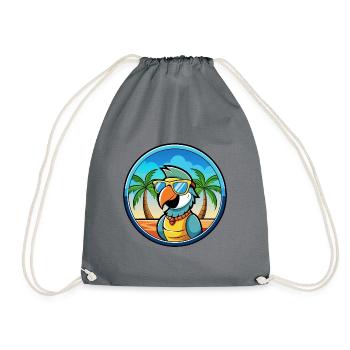 Perroquet Drôle Dessin Animé Plage Été Lunettes De Soleil Cool - Sac de sport léger - gris - Devant