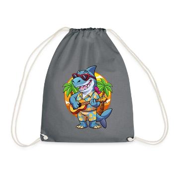 Funny Shark Summer Beach Sunglasses Hawaiian - Drawstring Bag - grey - Front