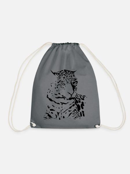 leopard schwarz Geschenke Geschenkidee - Turnbeutel - Grau
