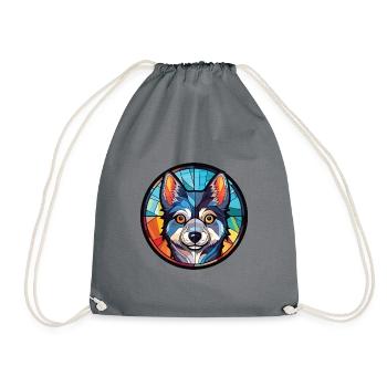 Alaskan Klee Kai Hunderasse Aquarell Illustration - Turnbeutel - Grau - Vorne