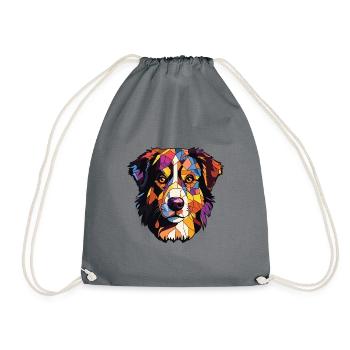 Nordamerikanischer Schäferhund Rasse Aquarellglas - Turnbeutel - Grau - Vorne